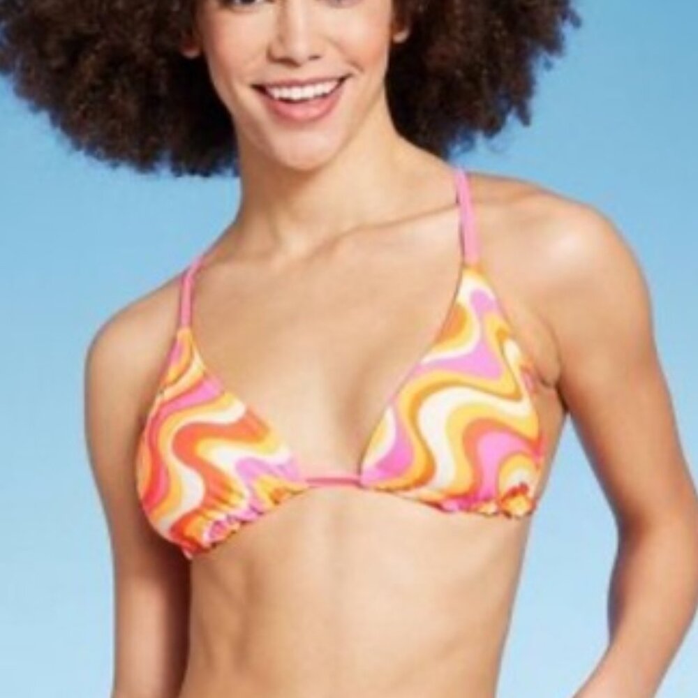 Wild Fable Retro Swirl Triangle Bikini Top Size 3X (24–26)